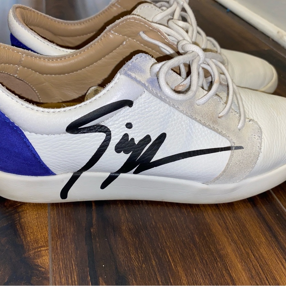 Signature White and Blue Retro Sneakers